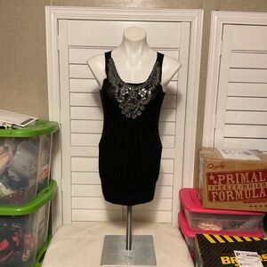 Chic Black Embellished Mini Dress
